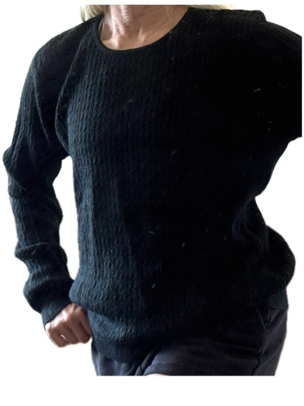 Black Merino Wool Sweater Long Sleeve Liz Claiborne Sz M